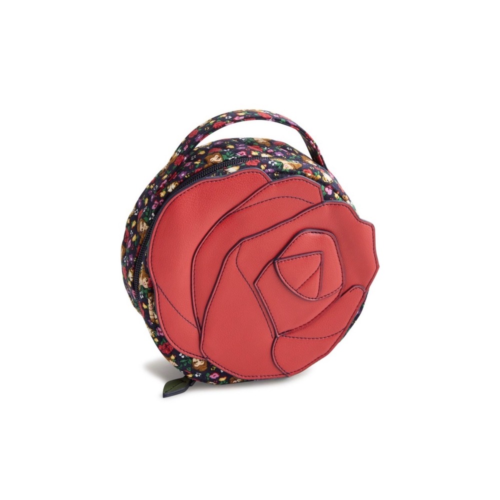 Vera Bradley Disney Beauty and the Beast Belle Floral Rose Round Cosmetic Case